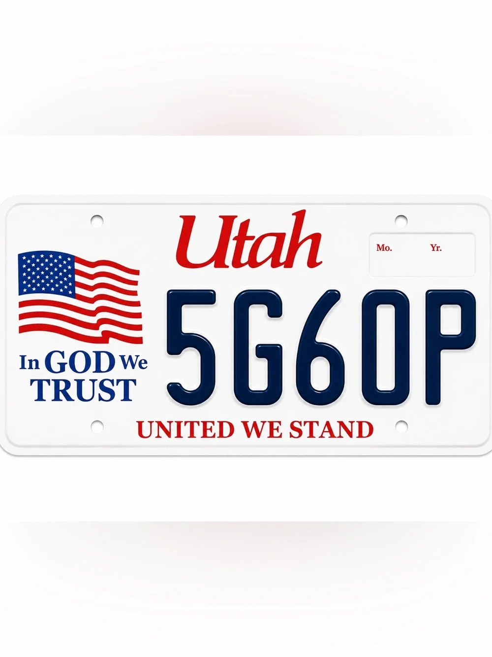 Utah In God We Trust United We Stand License Plate